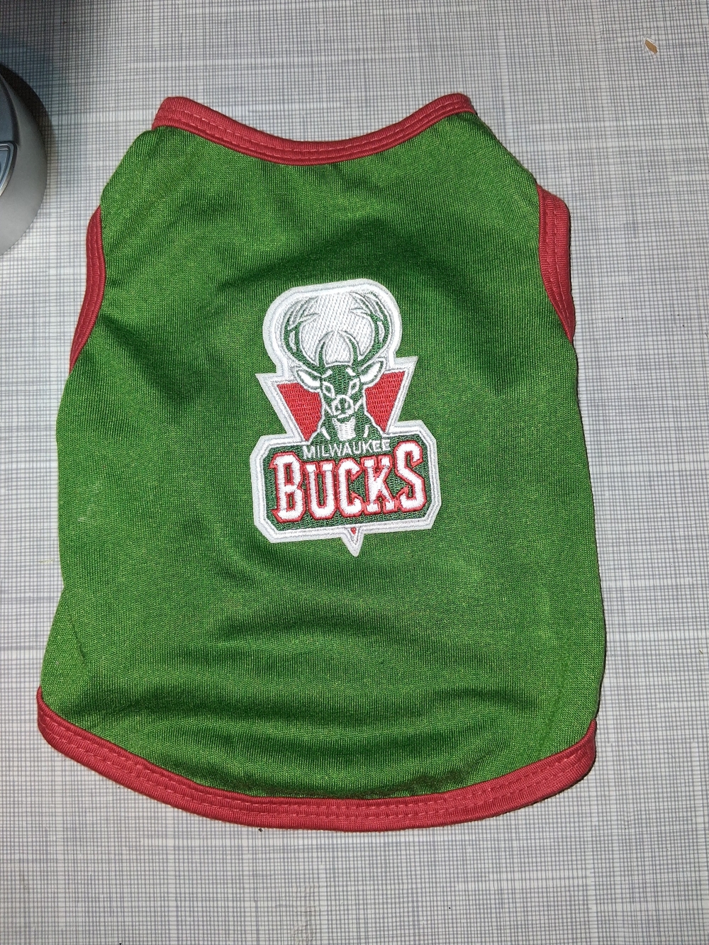 Milwaukee Bucks Green Pet Dog/Cat Tank Top with Red Trim Size S/M